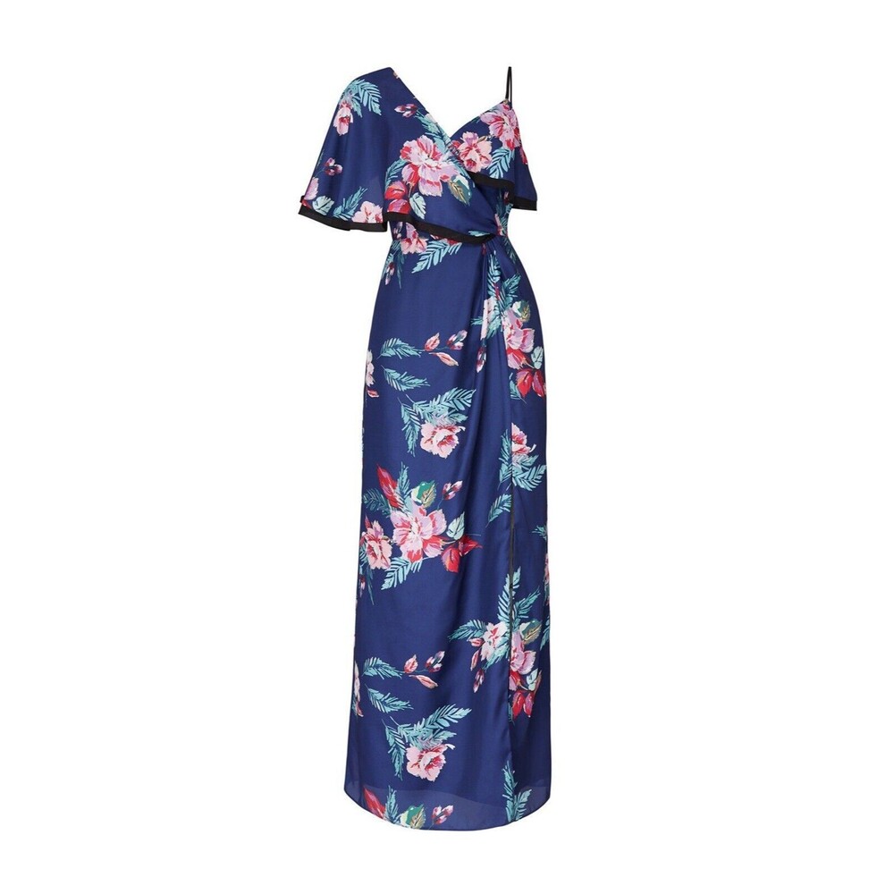 Harlyn Navy Multi Floral‎ Printed One Shoulder Maxi Dress Size L